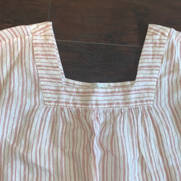 100% Linen Rachel Zoe Rose and Cream Striped Blouse, sz Large. - Picture 6 of 11